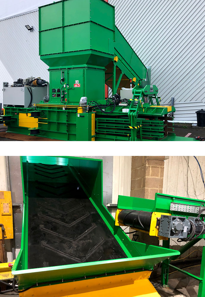 Large green automatic baler machine